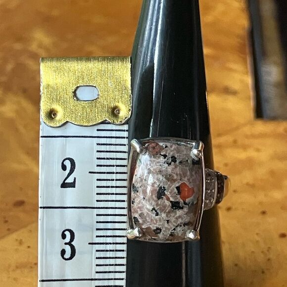 Natural Yooperlite Red Garnet Sterling Silver Ring Size 8 - Picture 7 of 10